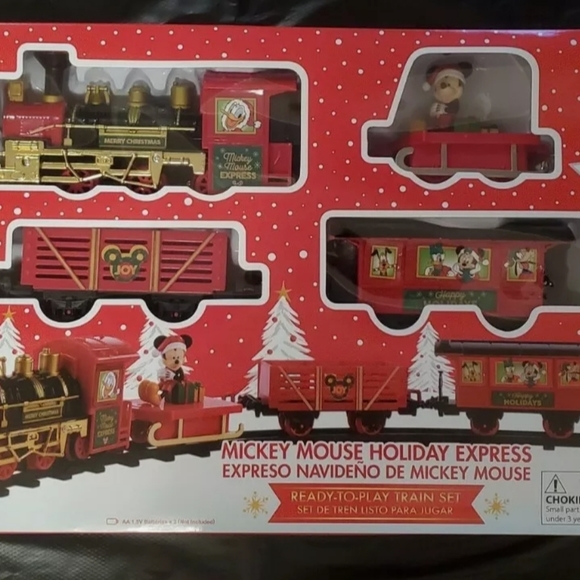 DISNEY MICKEY MOUSE HOLIDAY EXPRESS CHRISTMAS NOVELT TRAIN SET with LIGHTS AND … - Picture 2 of 5